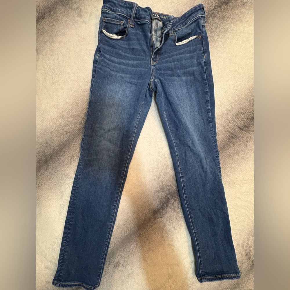 American‎ Eagle Blue Wash Skinny Next Level Stretch Denim Jeans 10 Regular